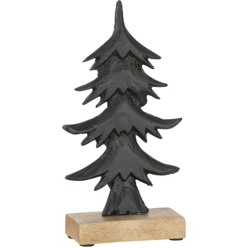 Décoration de Noël Sapin 20 cm Ori en Métal Noir Bois de saule Naturel - 1