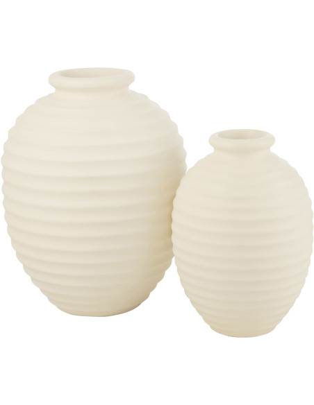 Vase Jarre XL Livia Hauteur 65 cm en Terracotta Blanc - 2