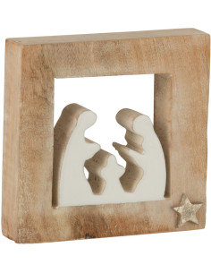 Crêche de Noël 15 cm en Bois de manguier Naturel Blanc - 1