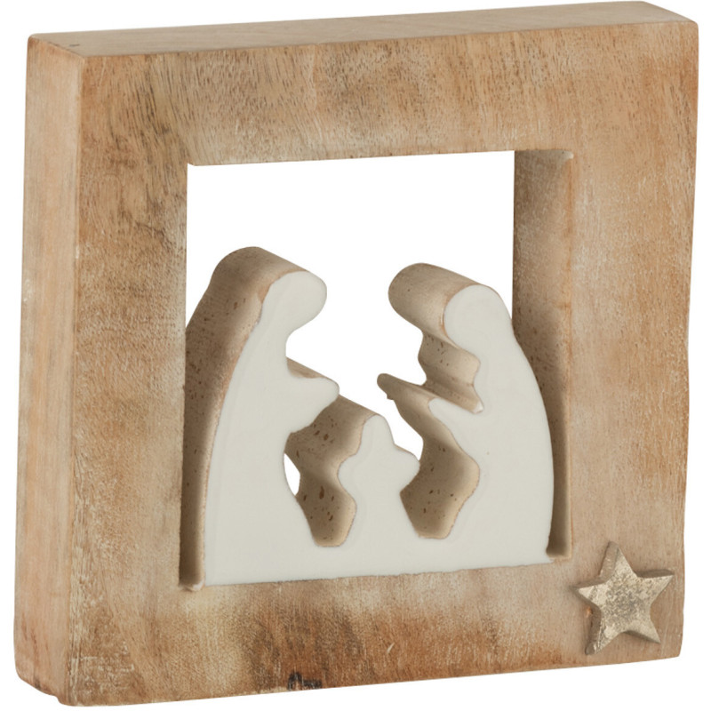 Crêche de Noël 15 cm en Bois de manguier Naturel Blanc - 1