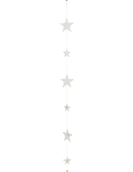 Suspension de Noël Étoiles XXL Hauteur 150 cm en Coton maché Blanc Doré - 1