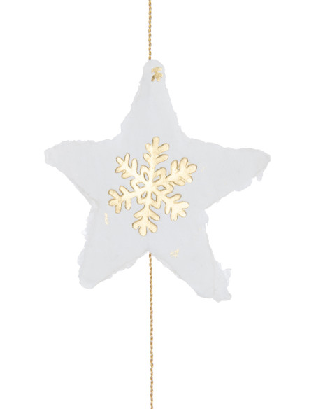 Suspension de Noël Étoiles XXL Hauteur 150 cm en Coton maché Blanc Doré - 2