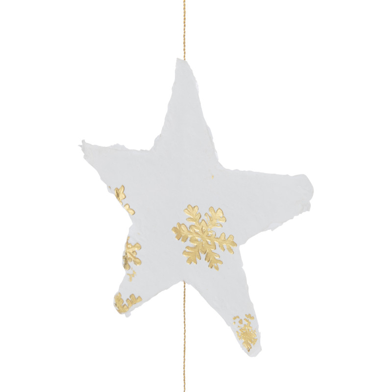 Suspension de Noël Étoiles XXL Hauteur 150 cm en Coton maché Blanc Doré - 3