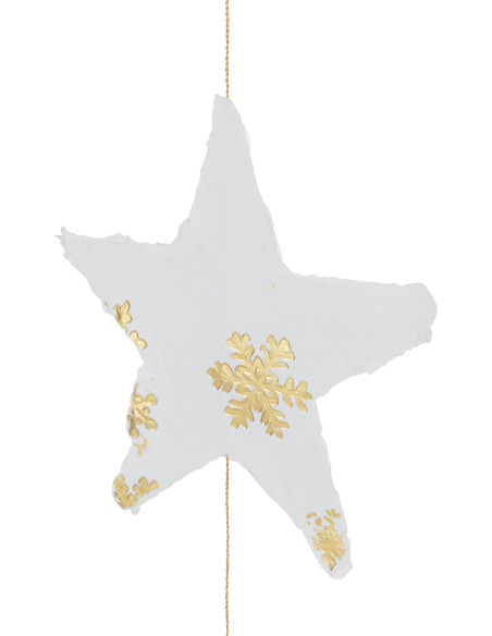Suspension de Noël Étoiles XXL Hauteur 150 cm en Coton maché Blanc Doré - 3