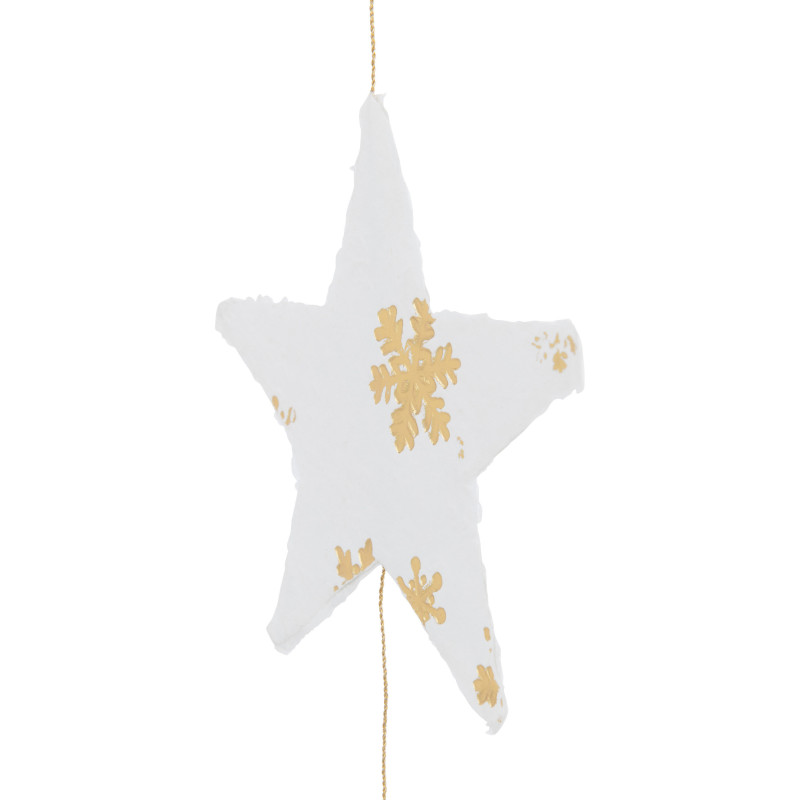 Suspension de Noël Étoiles XXL Hauteur 150 cm en Coton maché Blanc Doré - 4