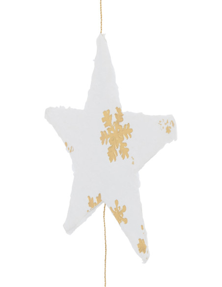 Suspension de Noël Étoiles XXL Hauteur 150 cm en Coton maché Blanc Doré - 4