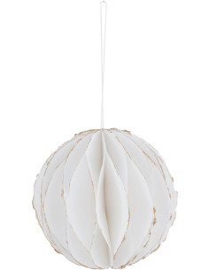 Boule de Noël Hauteur 15 cm en Coton maché Blanc Doré - 1