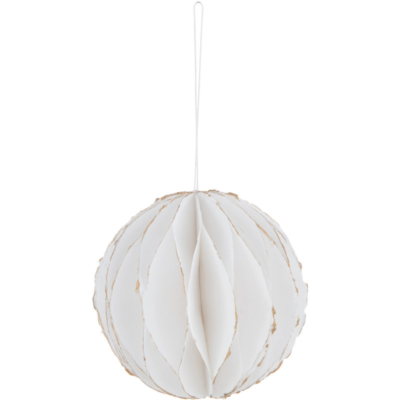 Boule de Noël Hauteur 15 cm en Coton maché Blanc Doré - 1
