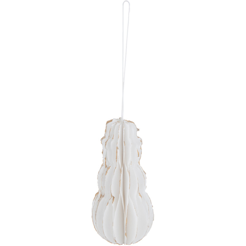 Suspension de Noël Bonhomme de neige Hauteur 15 cm en Coton maché Blanc Doré - 1