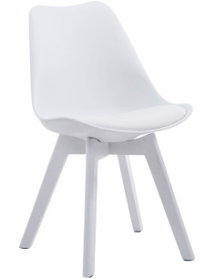 Chaise Sakina en Polyuréthane Plastique Blanc Bois de hêtre Blanc  - 1