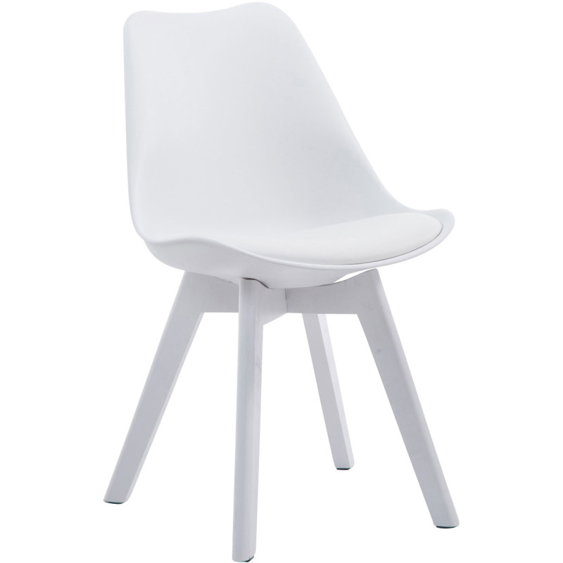 Chaise Sakina en Polyuréthane Plastique Blanc Bois de hêtre Blanc  - 1