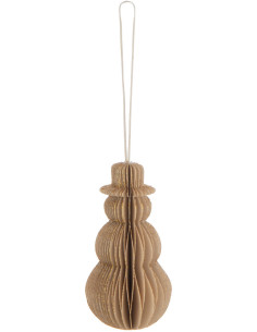 Suspension de Noël Bonhomme de neige Hauteur 10 cm en Papier Beige - 1