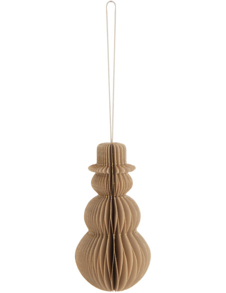 Suspension de Noël Bonhomme de neige Hauteur 15 cm en Papier Beige - 1