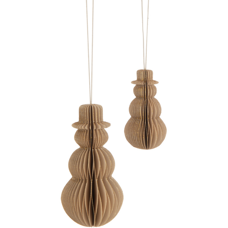 Suspension de Noël Bonhomme de neige Hauteur 15 cm en Papier Beige - 2