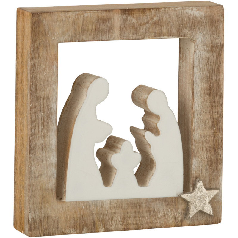Crêche de Noël 20 cm en Bois de manguier Naturel Blanc - 1