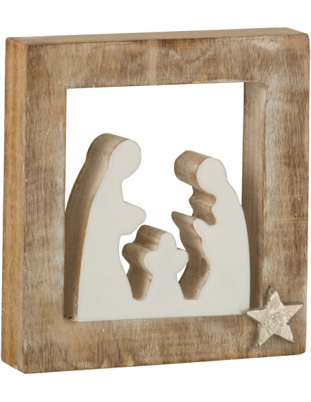 Crêche de Noël 20 cm en Bois de manguier Naturel Blanc - 1