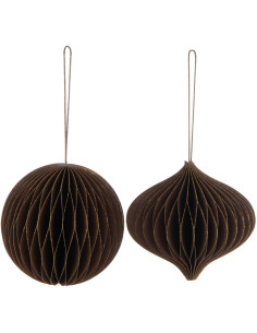 Boule de Noël Hauteur 10 cm en Papier Marron (Lot de 2) - 1