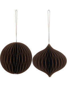 Boule de Noël Hauteur 15 cm en Papier Marron (Lot de 2) - 1
