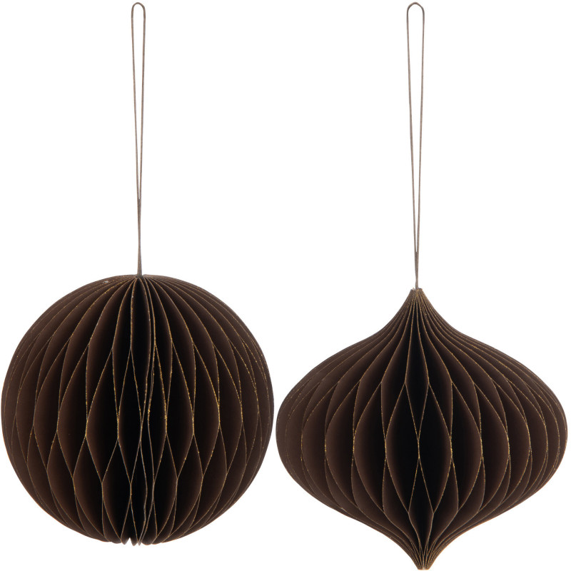 Boule de Noël Hauteur 15 cm en Papier Marron (Lot de 2) - 1