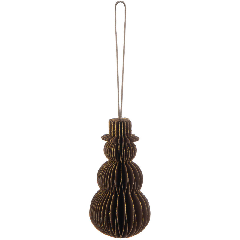 Suspension de Noël Bonhomme de neige Hauteur 10 cm en Papier Marron - 1