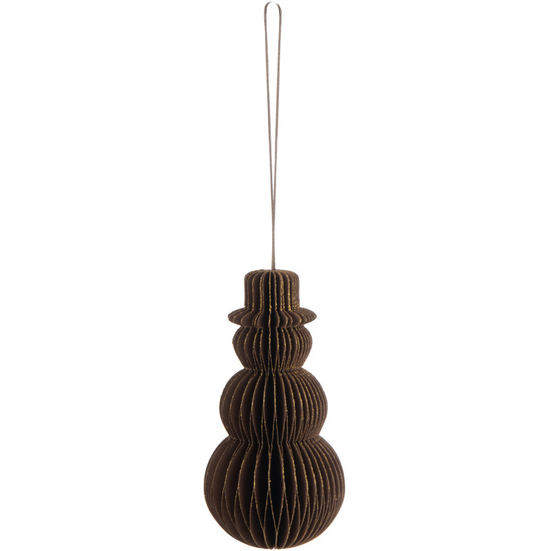 Suspension de Noël Bonhomme de neige Hauteur 15 cm en Papier Marron - 1