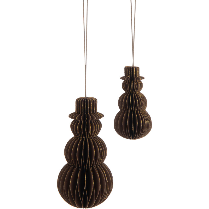 Suspension de Noël Bonhomme de neige Hauteur 15 cm en Papier Marron - 2