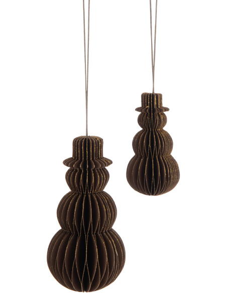 Suspension de Noël Bonhomme de neige Hauteur 15 cm en Papier Marron - 2