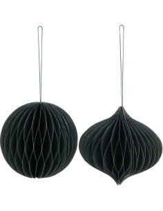 Boule de Noël Hauteur 15 cm en Papier Vert (Lot de 2) - 1