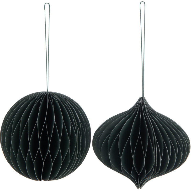 Boule de Noël Hauteur 15 cm en Papier Vert (Lot de 2) - 1