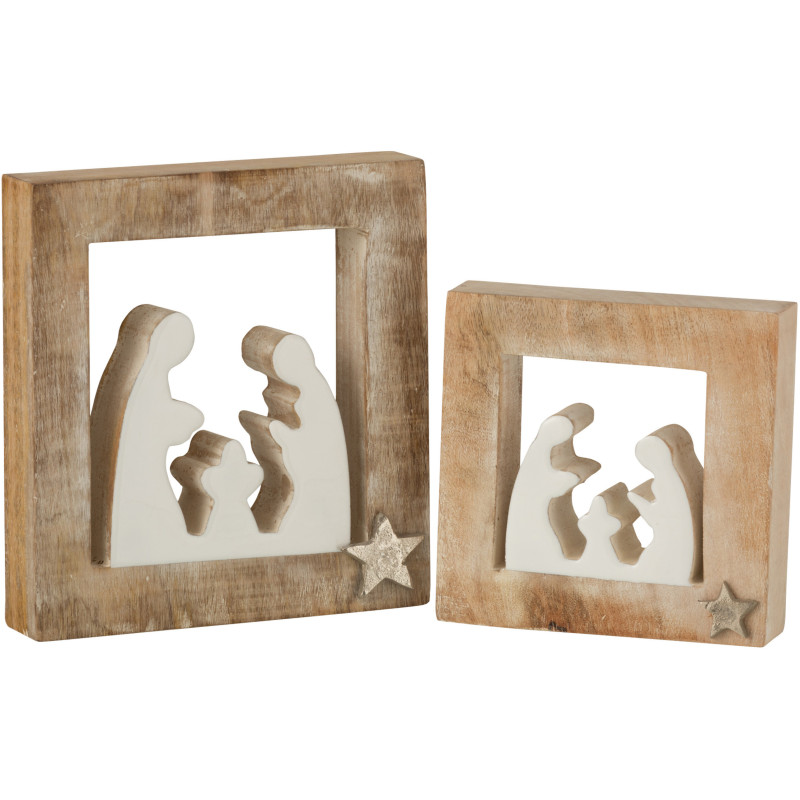 Crêche de Noël 20 cm en Bois de manguier Naturel Blanc - 2