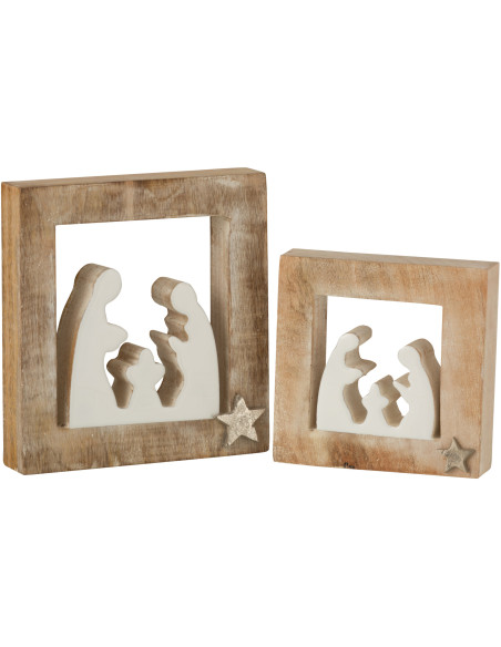 Crêche de Noël 20 cm en Bois de manguier Naturel Blanc - 2
