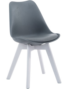 Chaise Sakina en Polyuréthane Plastique Gris Bois de hêtre Blanc  - 1