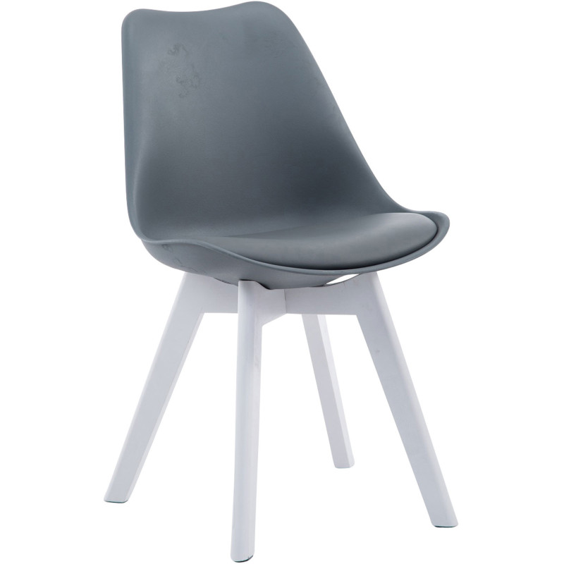 Chaise Sakina en Polyuréthane Plastique Gris Bois de hêtre Blanc  - 1