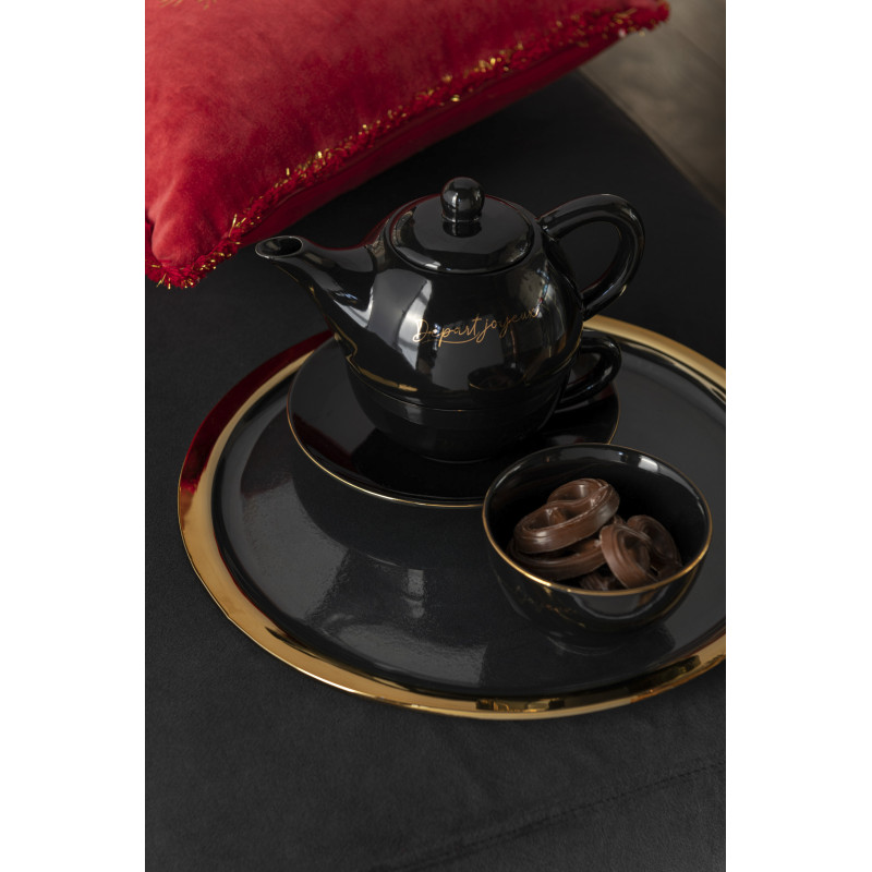 Bol pour apéritif Départ Joyeux en Porcelaine Noir Doré (Lot de 4) - 2