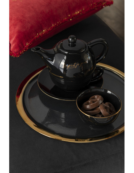 Bol pour apéritif Départ Joyeux en Porcelaine Noir Doré (Lot de 4) - 2