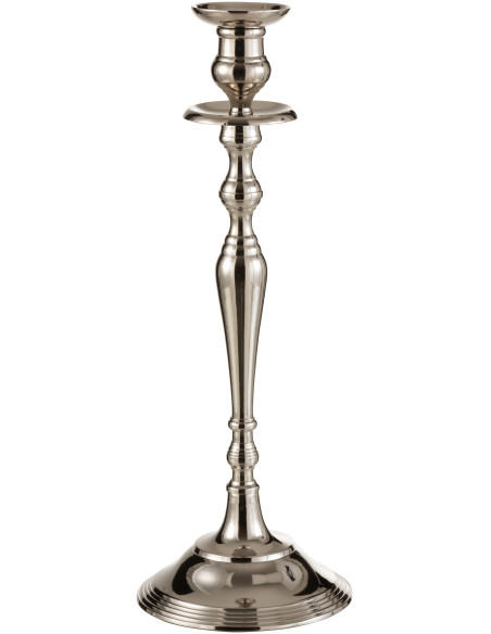 Bougeoir style ancien en métal argenté 45 cm - 1