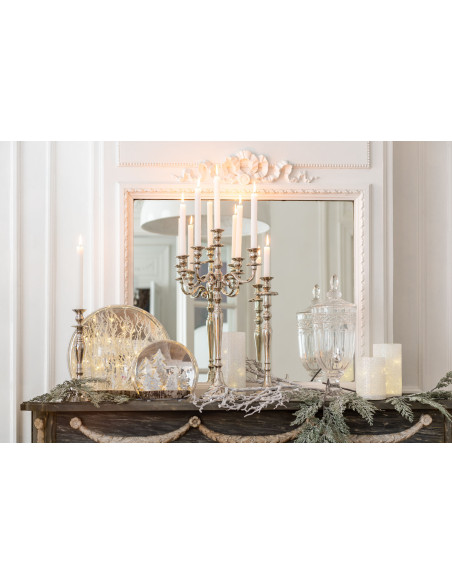 Bougeoir style ancien en métal argenté 45 cm - 3