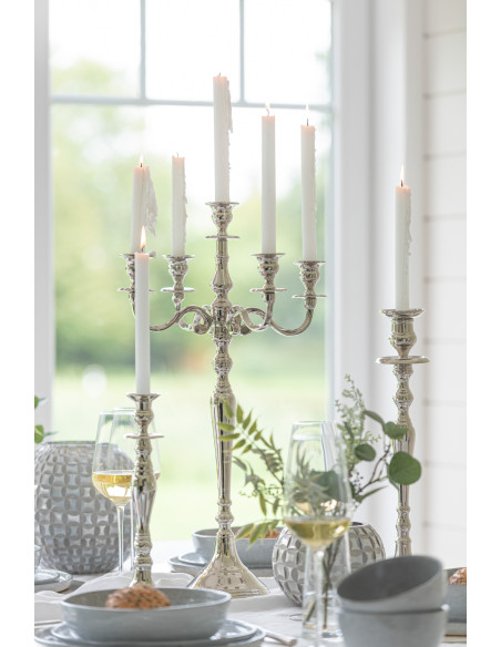 Bougeoir style ancien en métal argenté 45 cm - 4