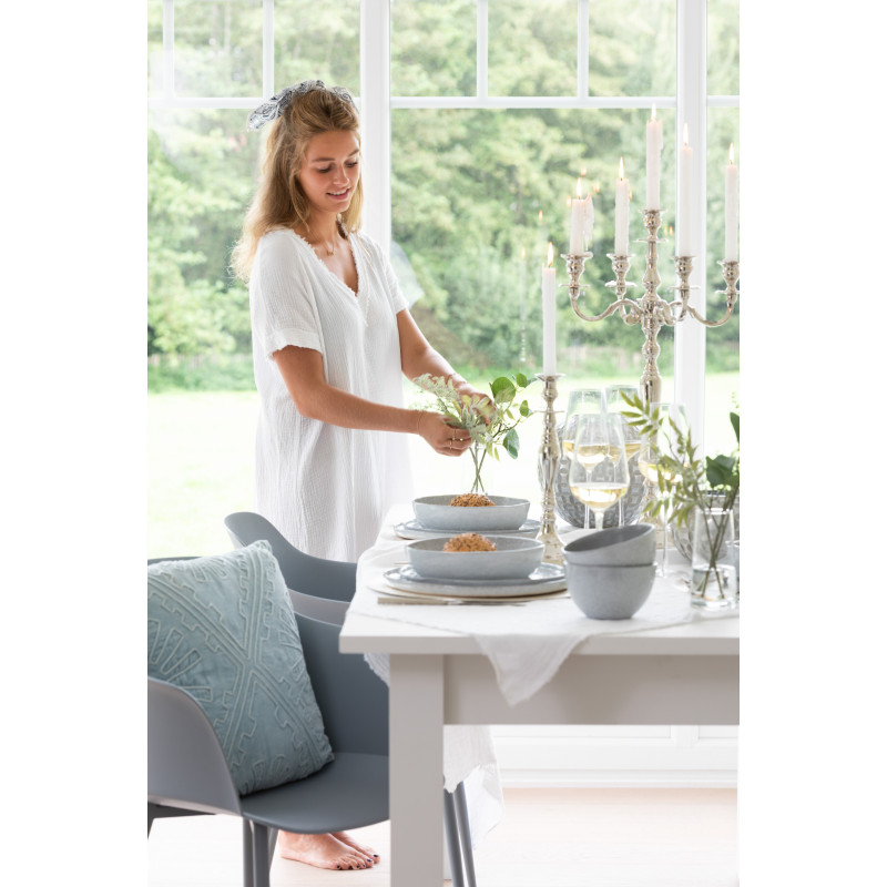 Bougeoir style ancien en métal argenté 45 cm - 5