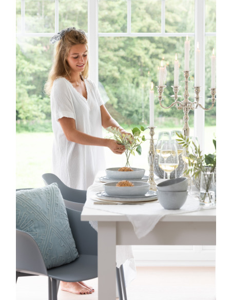 Bougeoir style ancien en métal argenté 45 cm - 5