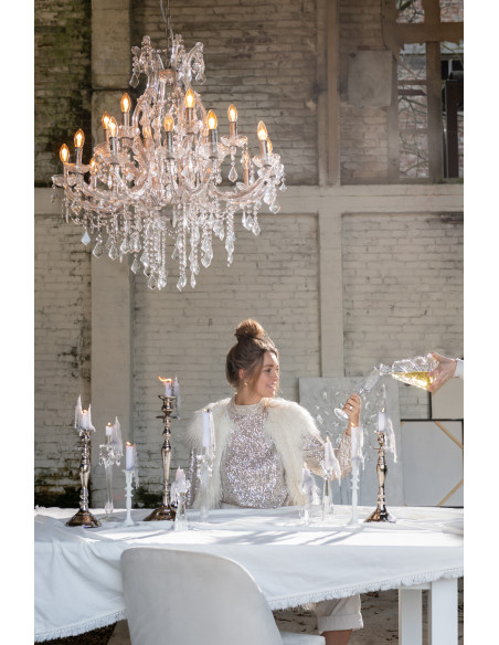 Bougeoir style ancien en métal argenté 45 cm - 6