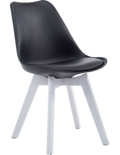 Chaise Sakina en Polyuréthane Plastique Noir Bois de hêtre Blanc  - 1