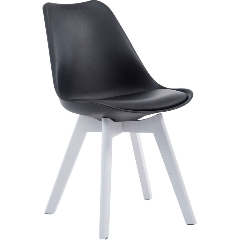 Chaise Sakina en Polyuréthane Plastique Noir Bois de hêtre Blanc  - 1