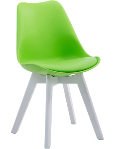 Chaise Sakina en Polyuréthane Plastique Vert Bois de hêtre Blanc  - 1
