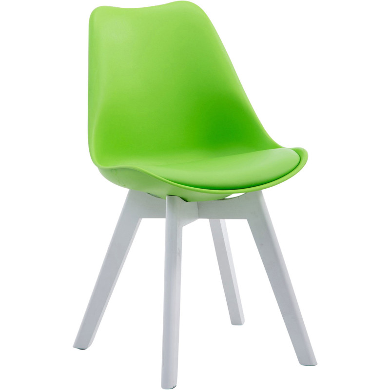 Chaise Sakina en Polyuréthane Plastique Vert Bois de hêtre Blanc  - 1