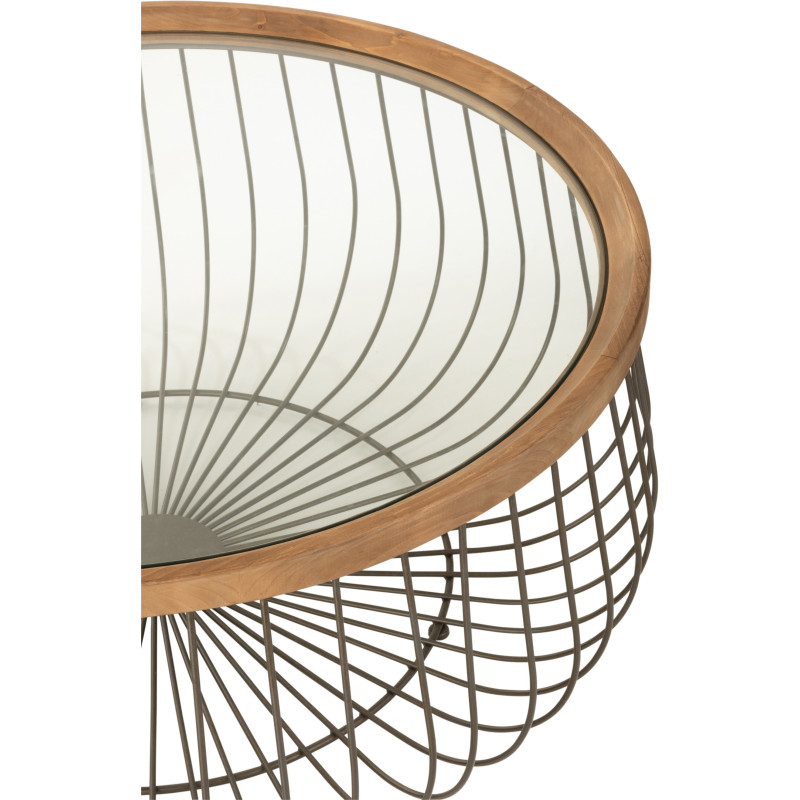 Tables basses modernes rondes plateau verre métal ajouré - 3