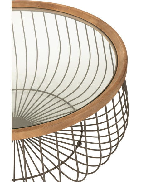 Tables basses modernes rondes plateau verre métal ajouré - 3