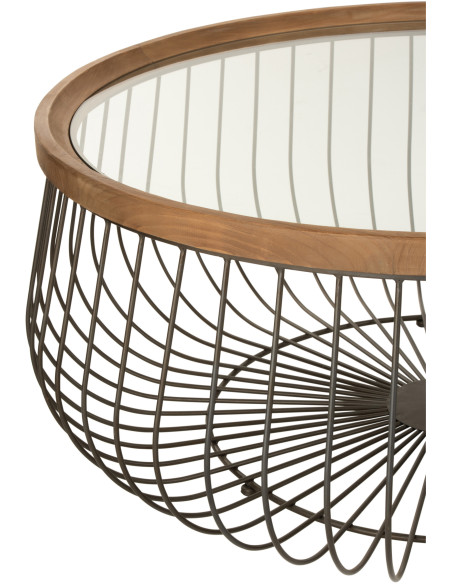 Tables basses modernes rondes plateau verre métal ajouré - 4