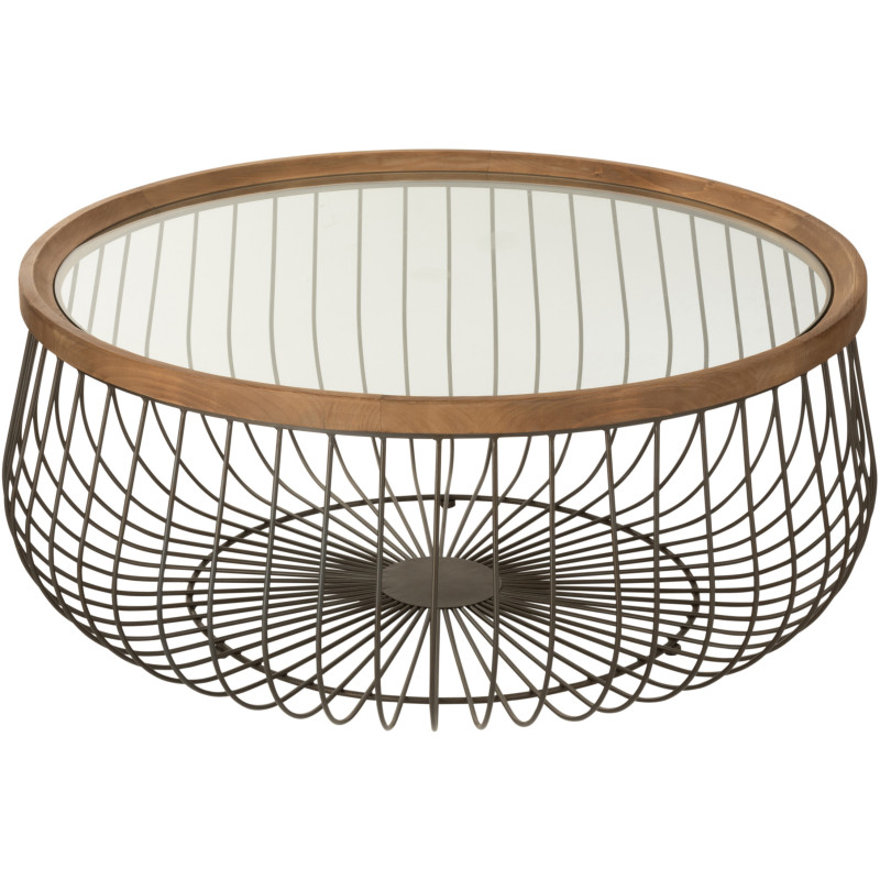 Tables basses modernes rondes plateau verre métal ajouré - 5