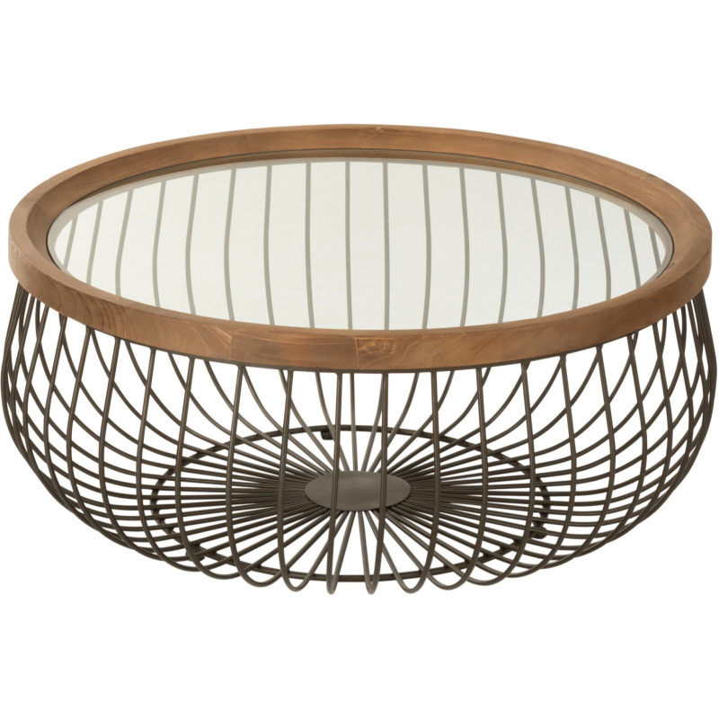 Tables basses modernes rondes plateau verre métal ajouré - 6